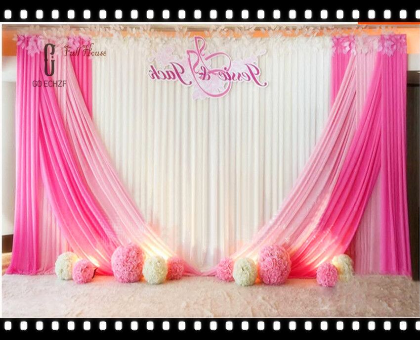 2020 Luxury Ice Silk Fabric Wedding Stage Backdrop With White Yarn