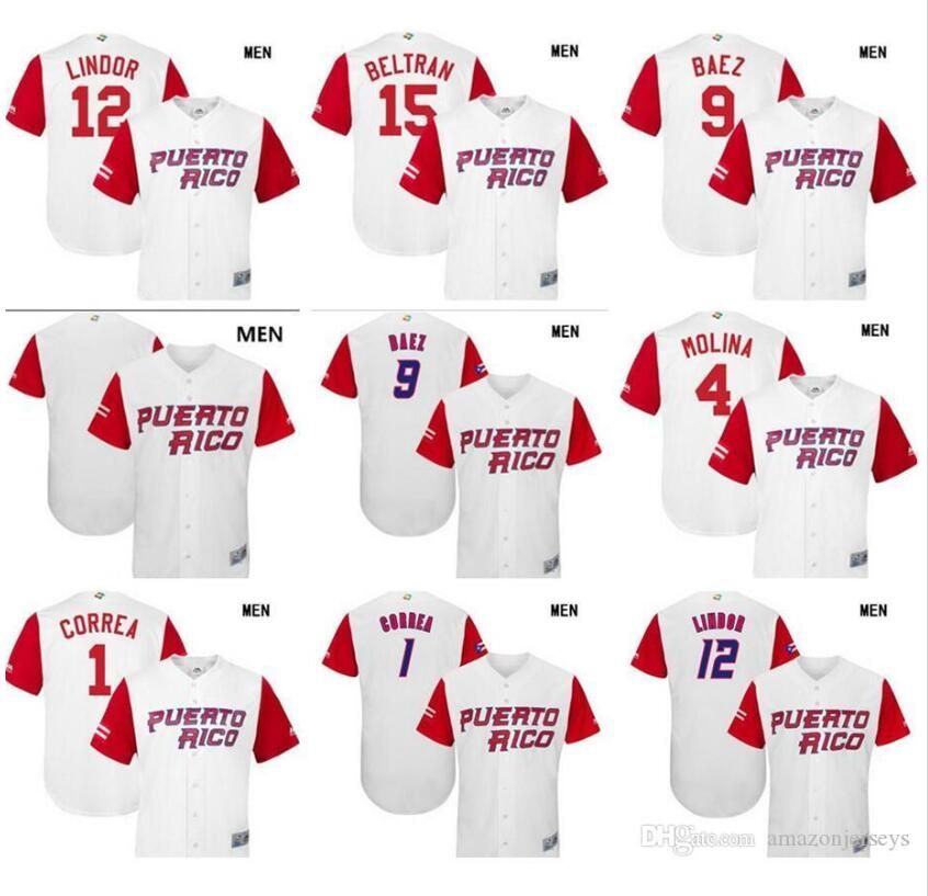 2021 2017 Puerto Rico Baseball Classic Jersey 1 Correa 4 Molina 9 Baez
