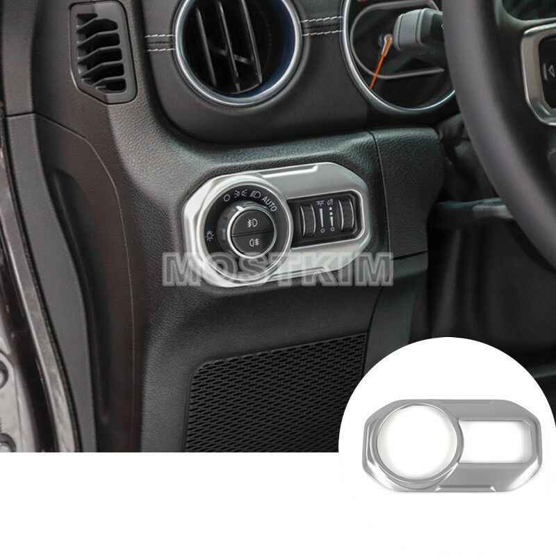 Silver Inner Headlight Switch Button Trim Cover For Jeep Wrangler Jl 2018 2019 Custom Truck Interior Custom Truck Interior Accessories From