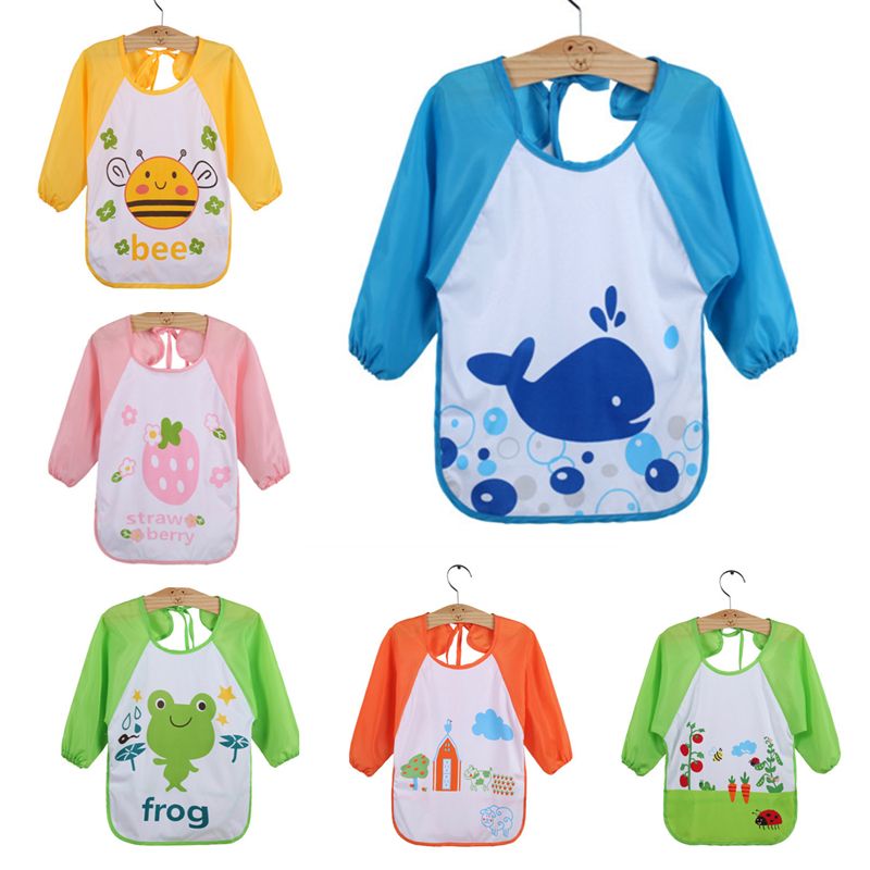 #Bee Baberos impermeables para bebé,delantal de manga lar #Bee Baberos impermeables para bebé,delantal de manga lar