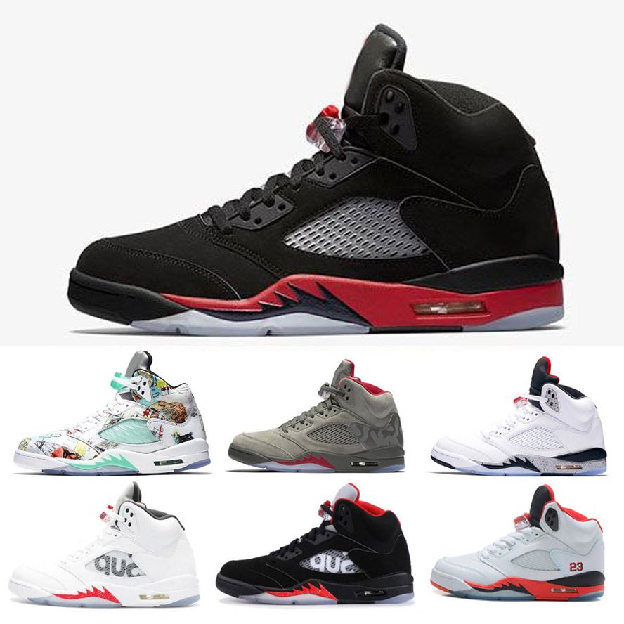 NIKE AIR JORDAN RETRO 5 5s Zapatillas Hombre Alas Zapatos De Baloncesto  Hombre BERD SUB Negro Rojo Azul Gamuza Cemento Blanco Fuego Rojo Camo Oreo  Zapatillas De Deporte Hombres Por Yan1229, 82,82