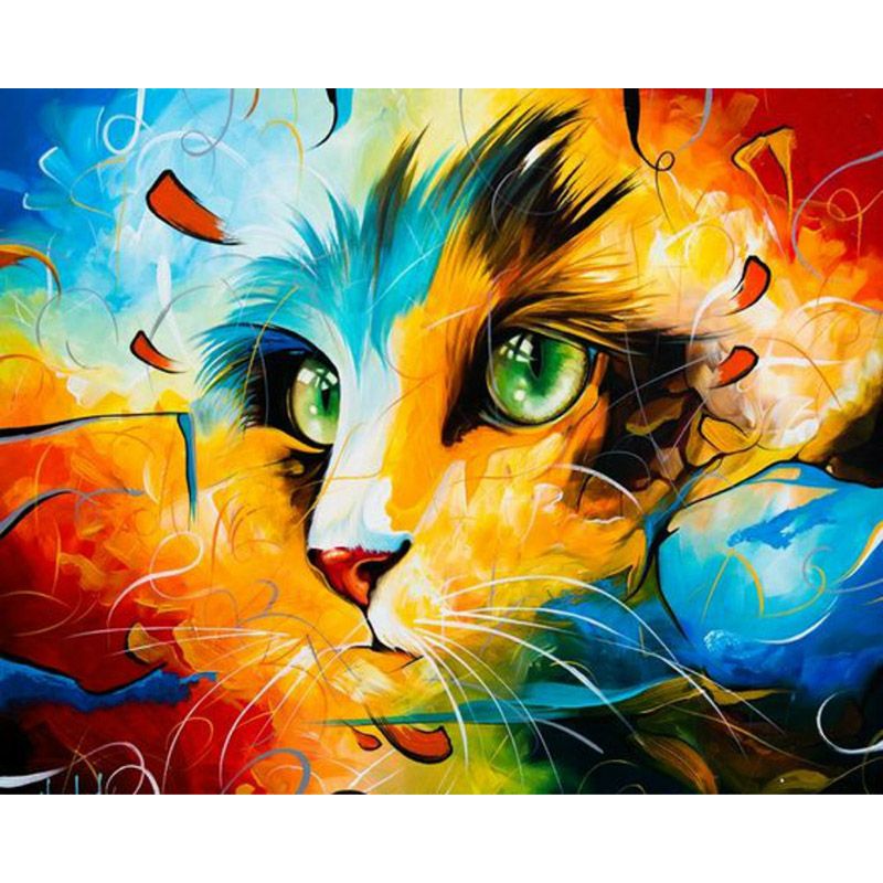 Gato de bricolaje pintura de acrílico Números Animales para colorear Por Números de pintura en la Gato de bricolaje pintura de acrílico Números Animales para colorear Por Números de pintura en la