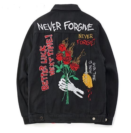 black rose jean jacket