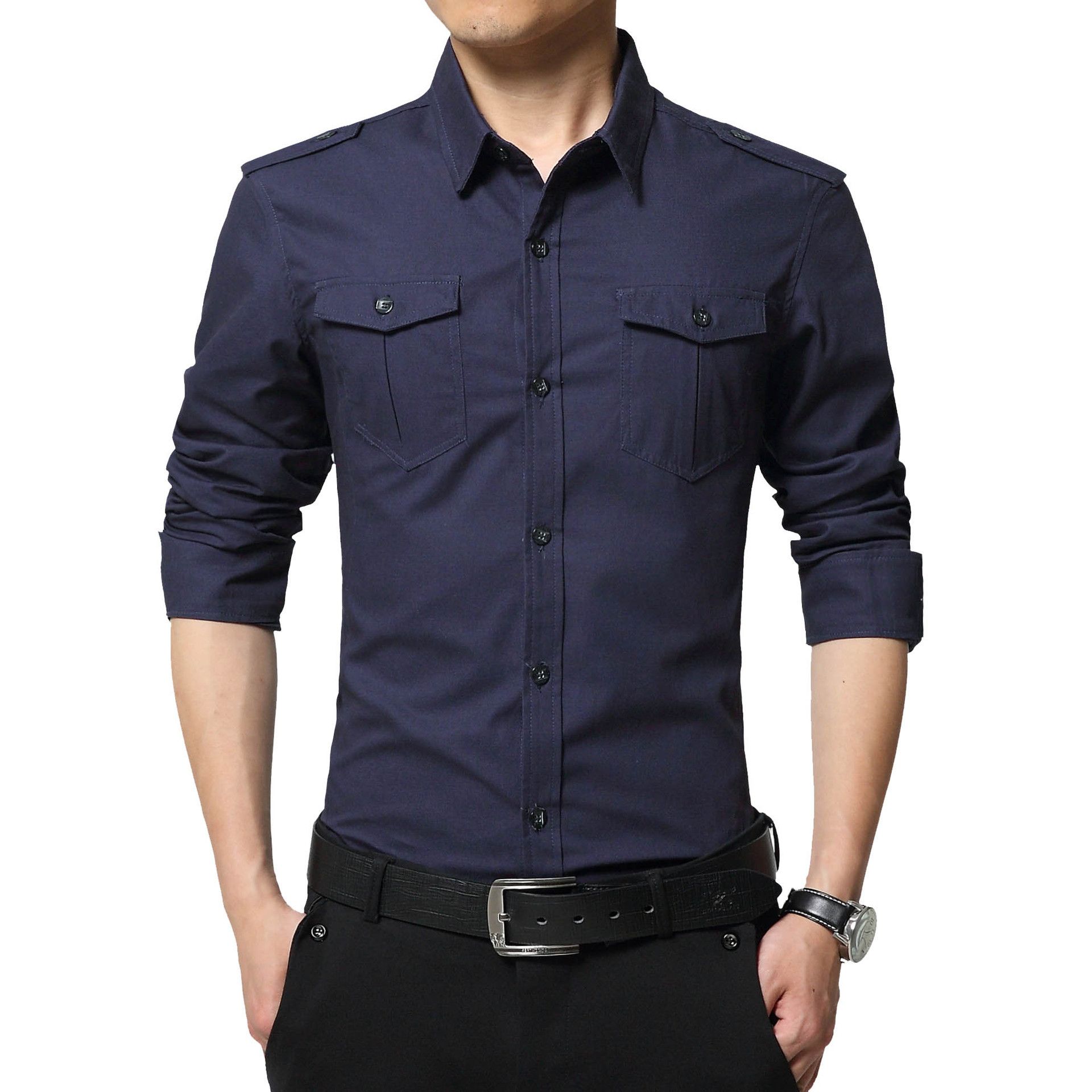 Desviación Samuel maorí 2019 Camisas de los hombres de la moda Slim Fit camisas casuales de los  hombres de manga larga Cuello de vuelta Formal Vestido Camisas Hombres Ropa  Camisa