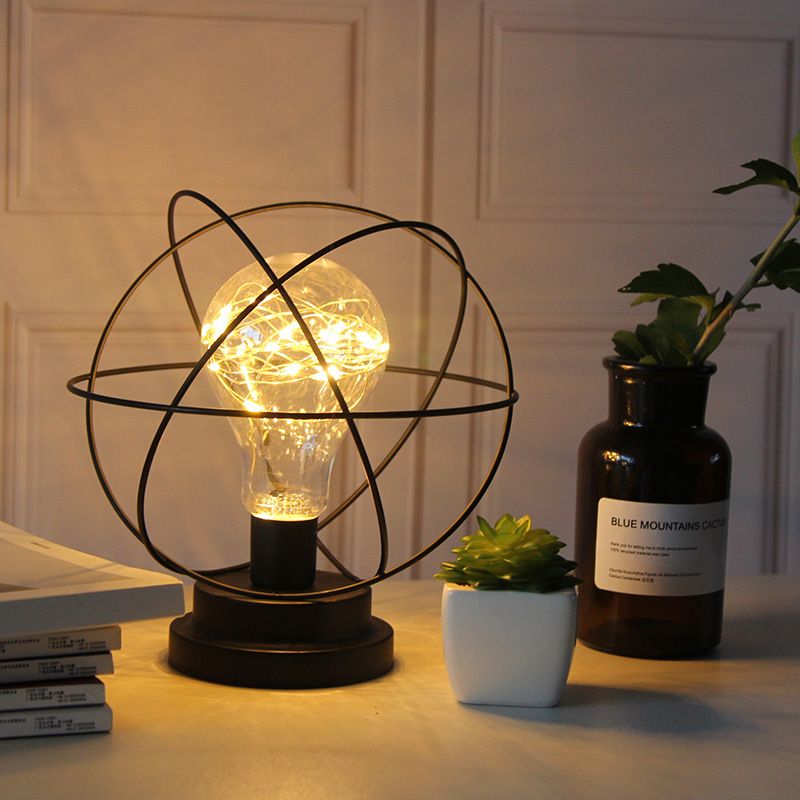 Iron Art Deco Led Bulb Table Lamps, Battery Bulb Table Lamp