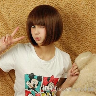 2019 Fashionable Brown Natural Black Color Short Bobo Straight