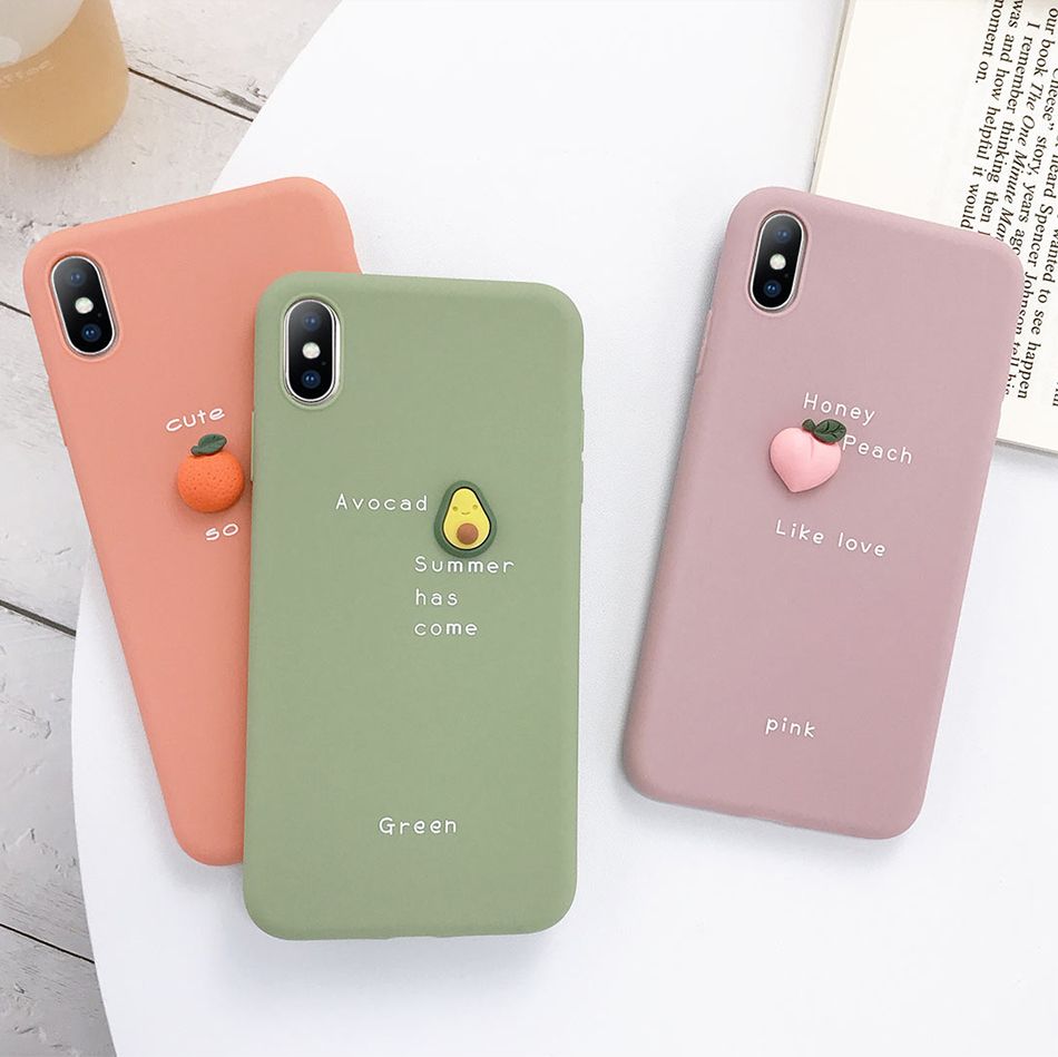 satin al 3d seker renk avokado harf iphone 7 6 6s 8 arti kapak icin iphone 11 pro xs max xr x silikon kilif icin yumusak telefon kilifi tl57 42