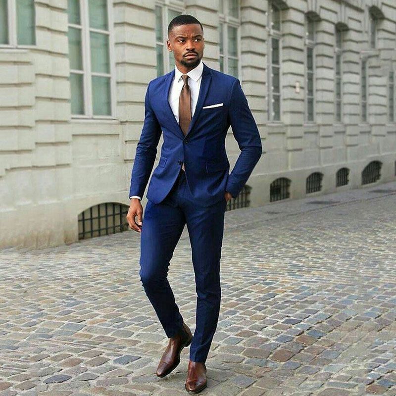 Compra Slim Fit Azul Marino Trajes De Hombre De Negocios La Boda Del Novio  Del Smoking Coat Pantalones Hombre Blazers De Vestuario Homme Terno  Masculino Trajes De Hombre Barato | Entrega Rápida