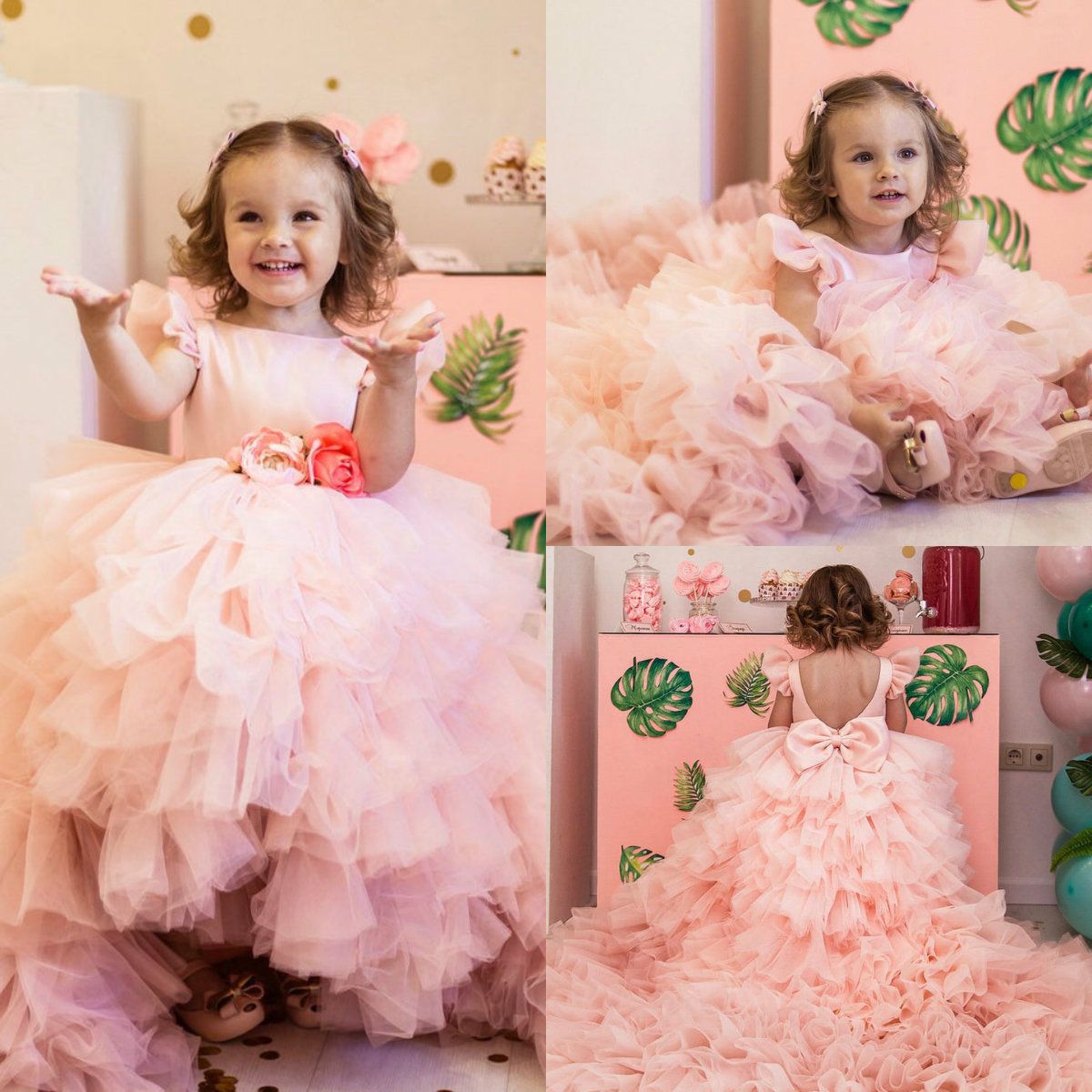 pink flower girl dresses uk