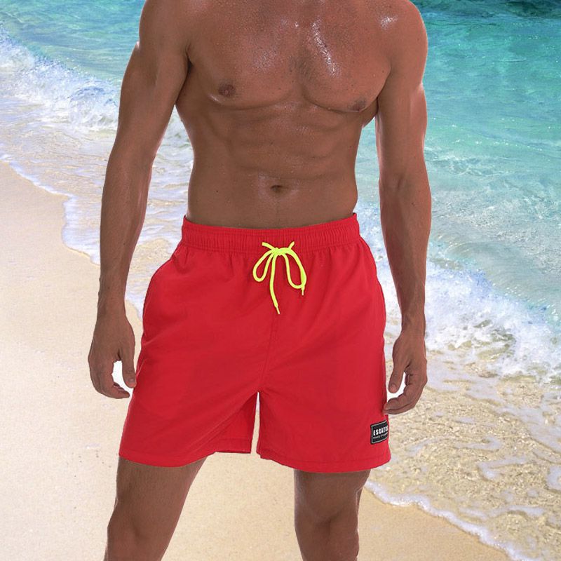 Mens Cool Swim Trunks Quick Dry Drawstring Board Shorts with Pockets