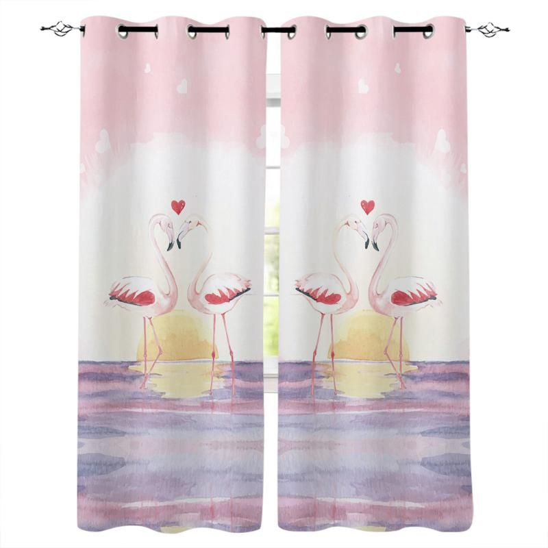 Beautiful Flamingo Window Curtains For Living Room Decorative