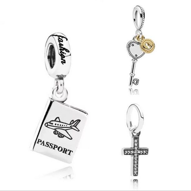 Fashion Passport Style 925 Silver European Bead Charms DIY Fit Sterling Bracelet Fashion Passport Style 925 Silver European Bead Charms DIY Fit Sterling Bracelet