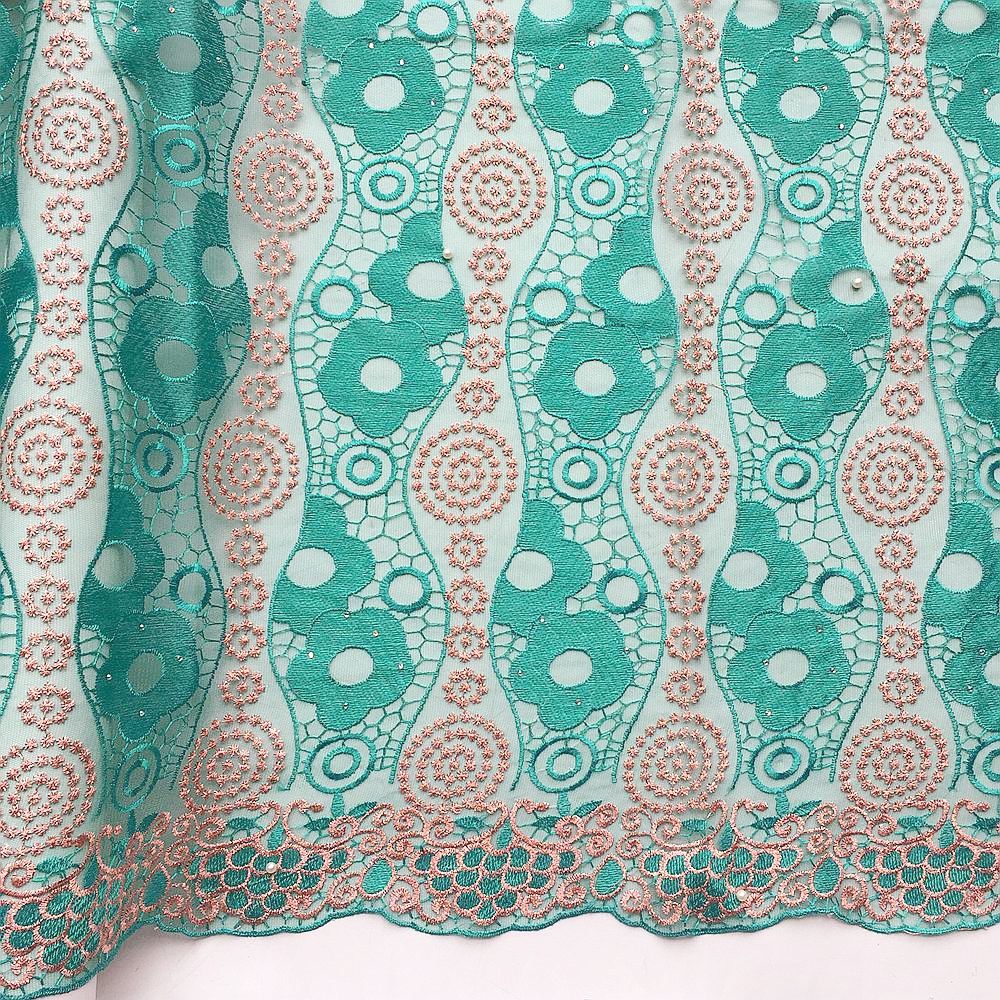teal lace material