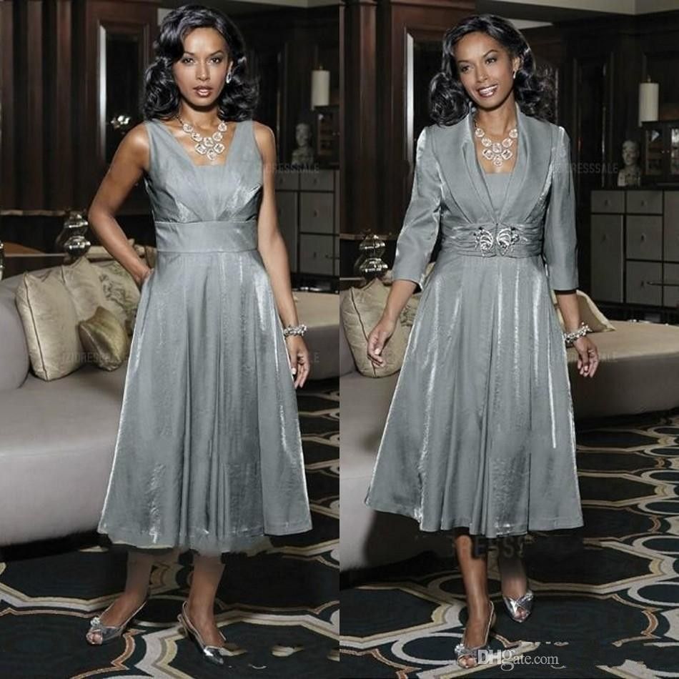 Bride Dresses Tea Length With Jacket 