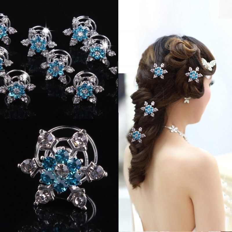 Women Bridal Wedding Hair Jewelry Snowflake Hair Clips Girl