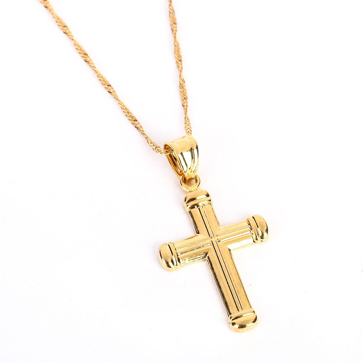 Wholesale Fashion Mens Necklace Stainless Steel 24K Gold Cross Pendant ...