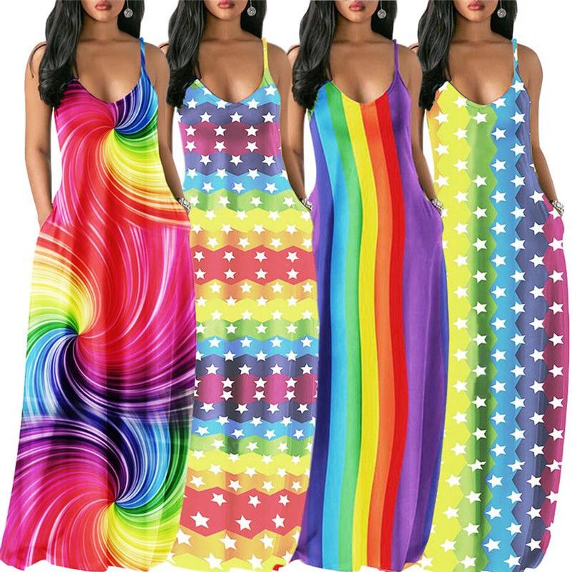 rainbow plus size summer dresses