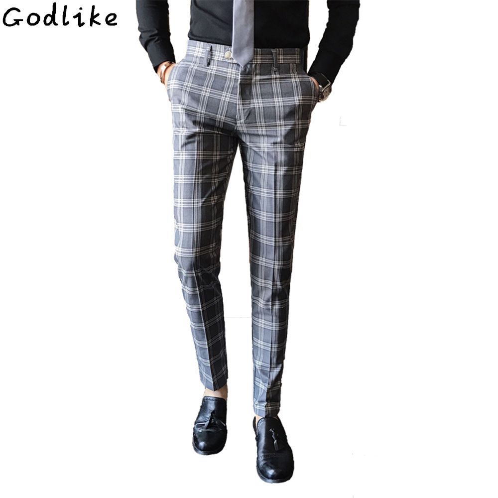2020 Men Dress Suit Pant Business Casual Slim Fit Classic Suit