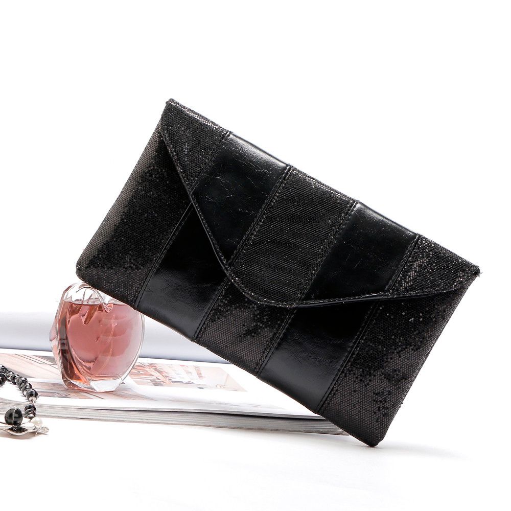 black sequin clutch purse
