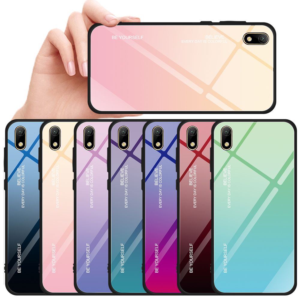 botón duda Calibre For Huawei Y5 2019 Case Gradient Colorful Laser Aurora Tempered Glass Back  Cover+Soft TPU Bumper Frame Ultra Thin Silicone Phone Case From  Baybouren_net, $1.45 | DHgate.Com
