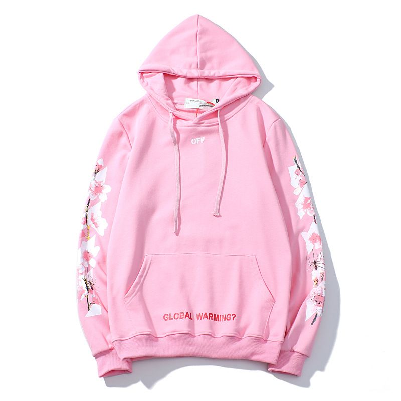 off white pink flower hoodie