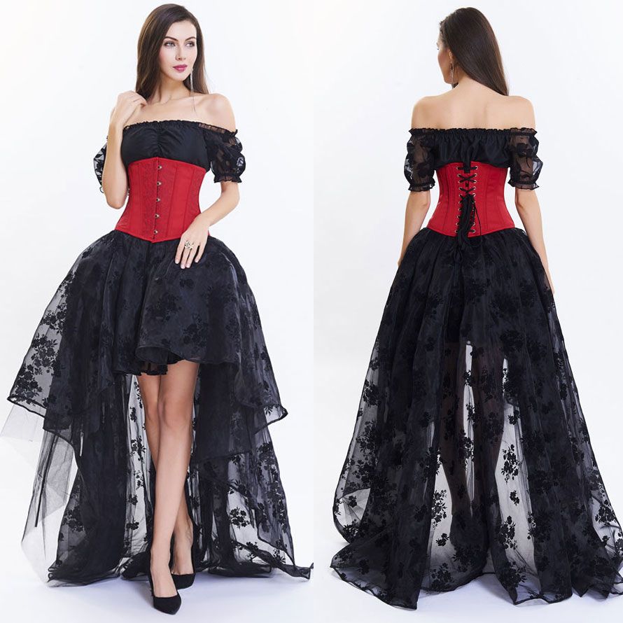 New Vintage Victorian Gothic Steampunk Evening Corset Burleska Dress N65 