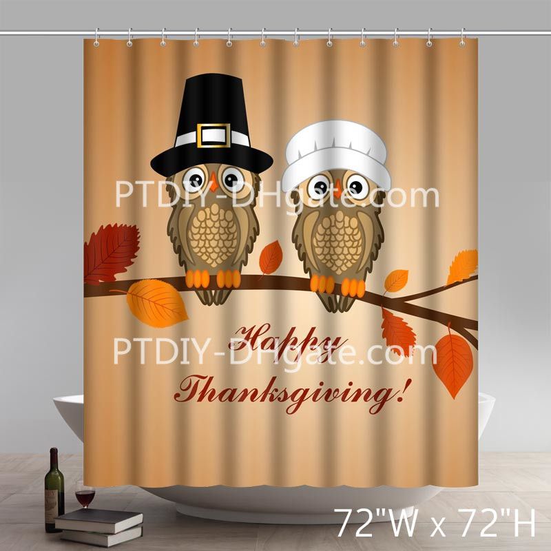 2019 Happy Thanksgiving Funny Owl Art Non Woven Fabric Shower