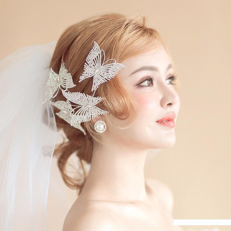 2019 Korean Bride Butterfly Hair Decorate Banquet Disc Hair
