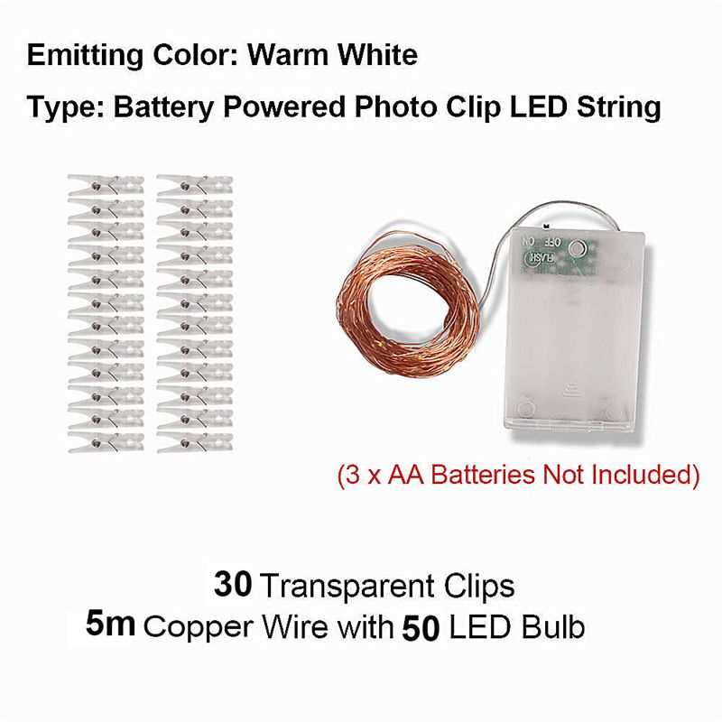 10M Photo Clip 100-Led String Fairy Lights Battery Party Christmas for Home Room 10M Photo Clip 100-Led String Fairy Lights Battery Party Christmas for Home Room