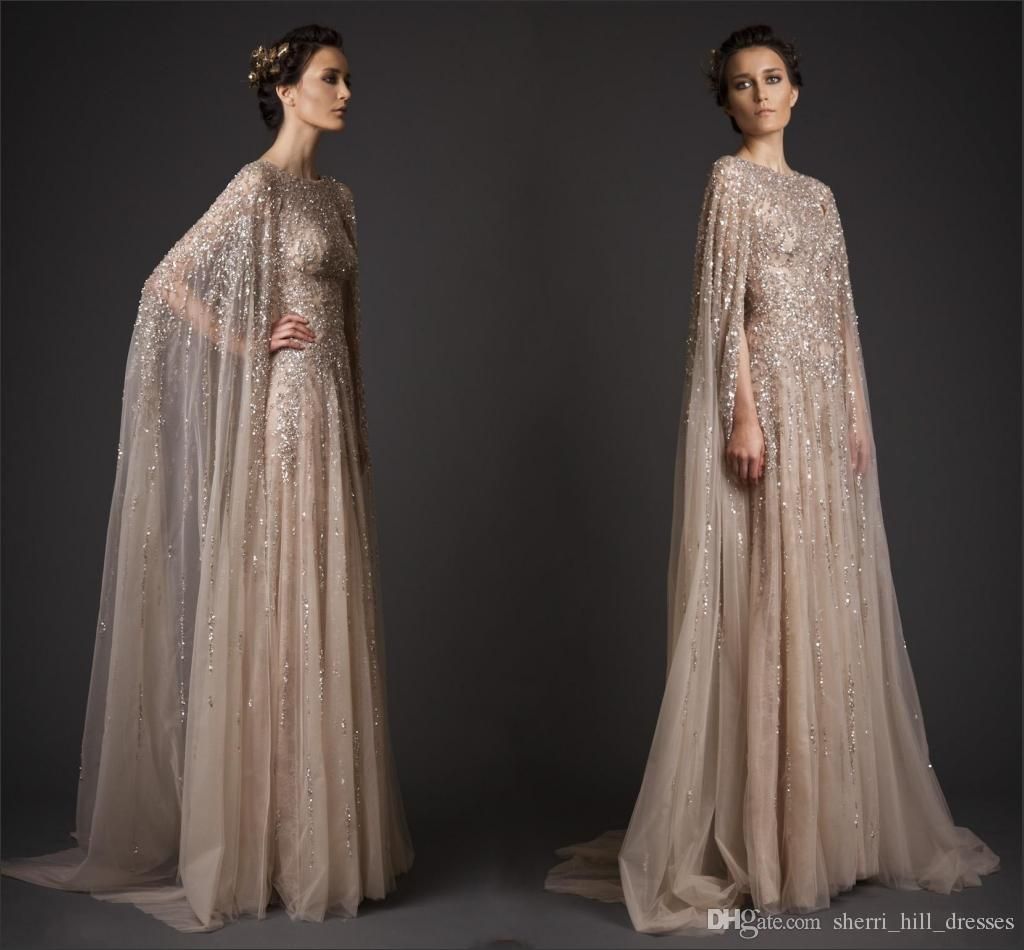 champagne evening dress with sleeves