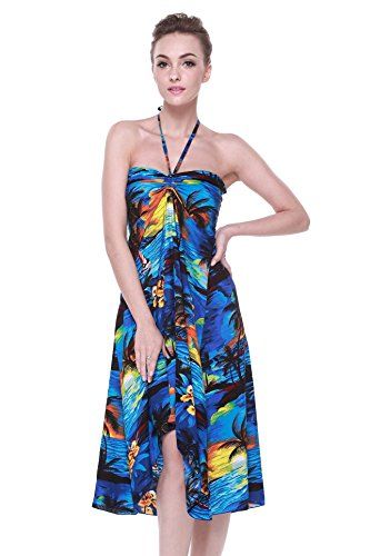 Compre Vestido Hawaiano Con Diseño De Luau Y Mariposa Hawaiana Para Mujer En Azul Atardecer. A 28,56 € Del Yabsera | DHgate.Com