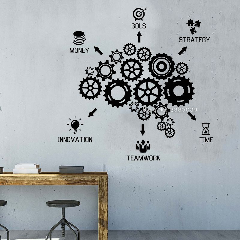 Vinyl Wall Decal Gearwheel Teamwork Innovation Strategy Money