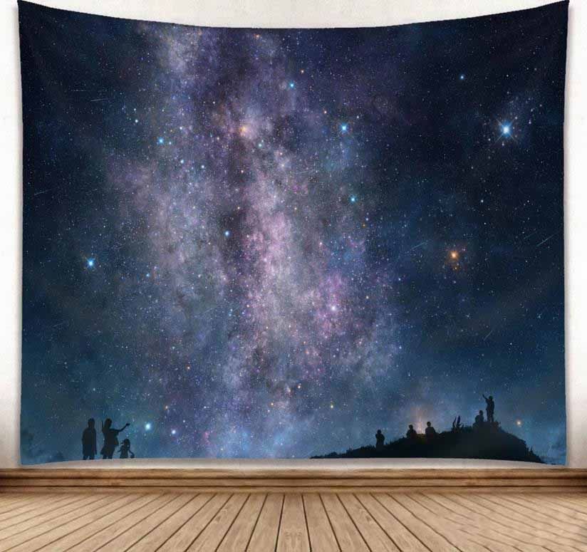 Acheter Galaxie Cosmique Ciel étoilé Tapisserie Forêt Rayons De Soleil Bois Feuillage Impression Tenture Murale Décor à La Maison Fond Serviette De