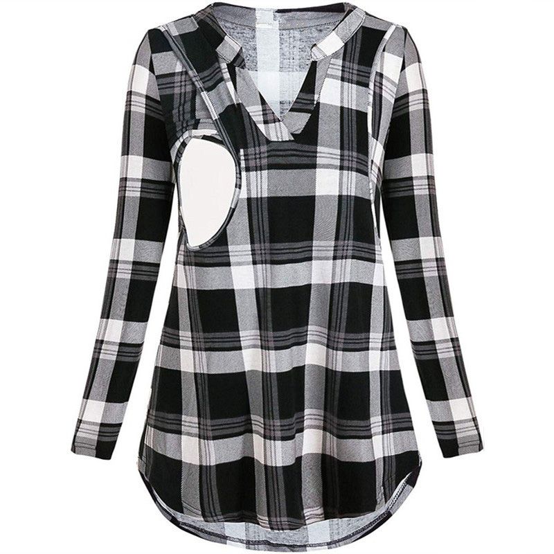 Compre Maternidad Camisa De Manga Larga Vestido De Maternidad Lado Abierto  Ropa Para Amamantar Mujeres Embarazadas Camisa De Manga Larga Impresión  Enrejado Cuello En V 41 A 10,12 € Del Bossbaby | Es.Dhgate.Com