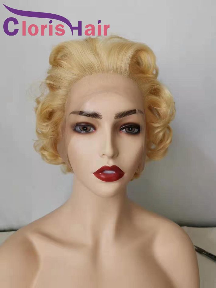Short Wigs Human Blonde Hair Lace Front Wig For Black Women Pixie