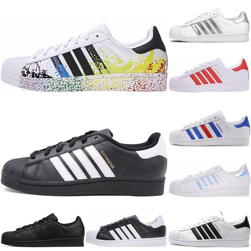 Hombres Mujeres Superstar Zapatos ocasionales nuevo Blanco Negro Rosa Azul Superstars Pride Sneakers