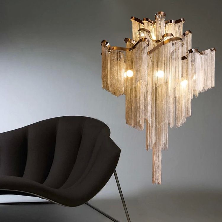 Penant Lamps French Empire Aluminum Chain Chandelier Light Fixture