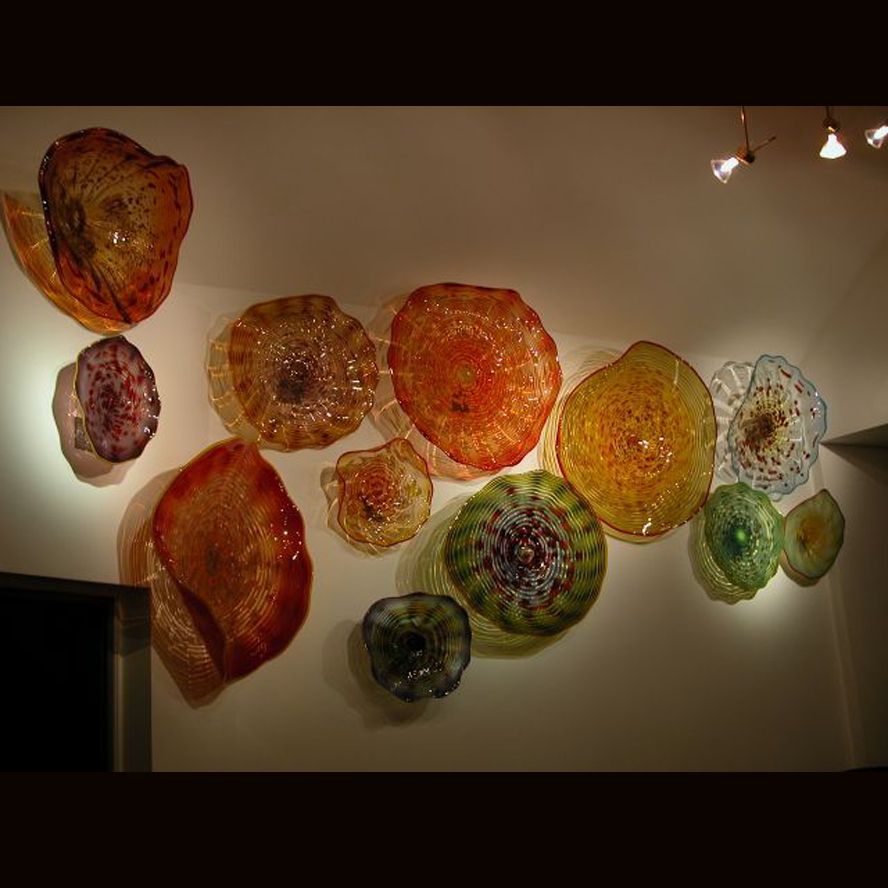2021 Wholesale Blown Glass Art Wall Plates For Hotel Room Decoration