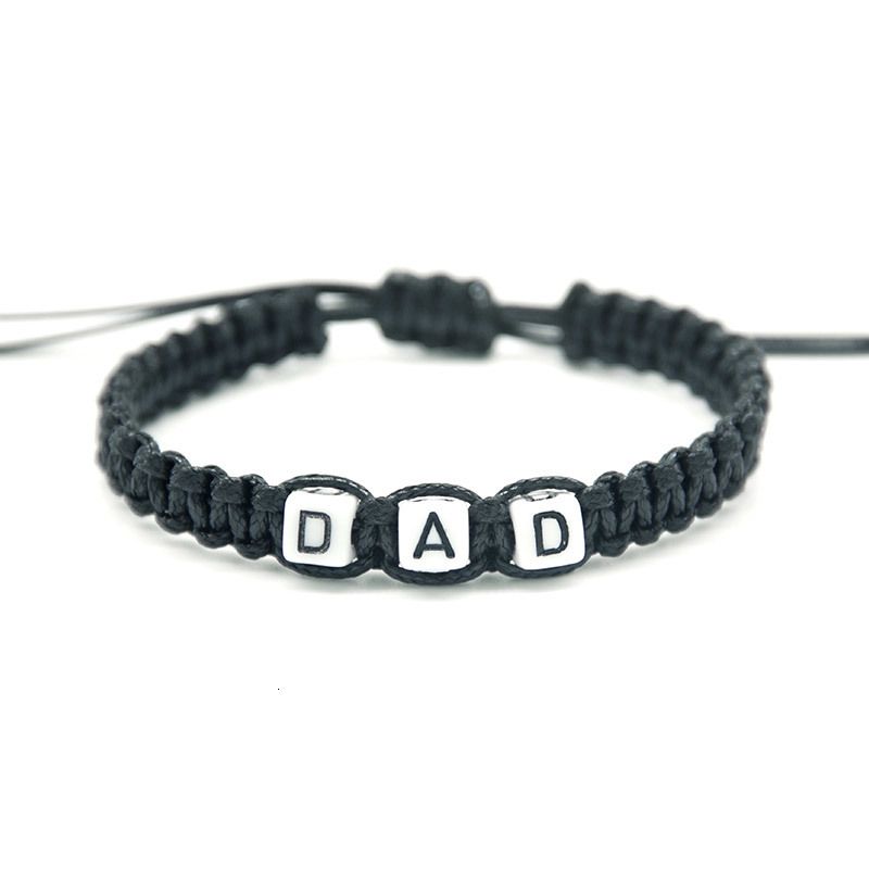 1pcs Delicate Black Cord With White Beaded Dad Charm Bracelets Adjust Size For Baby Shower New Daddy Infinity Jewelry Gifts