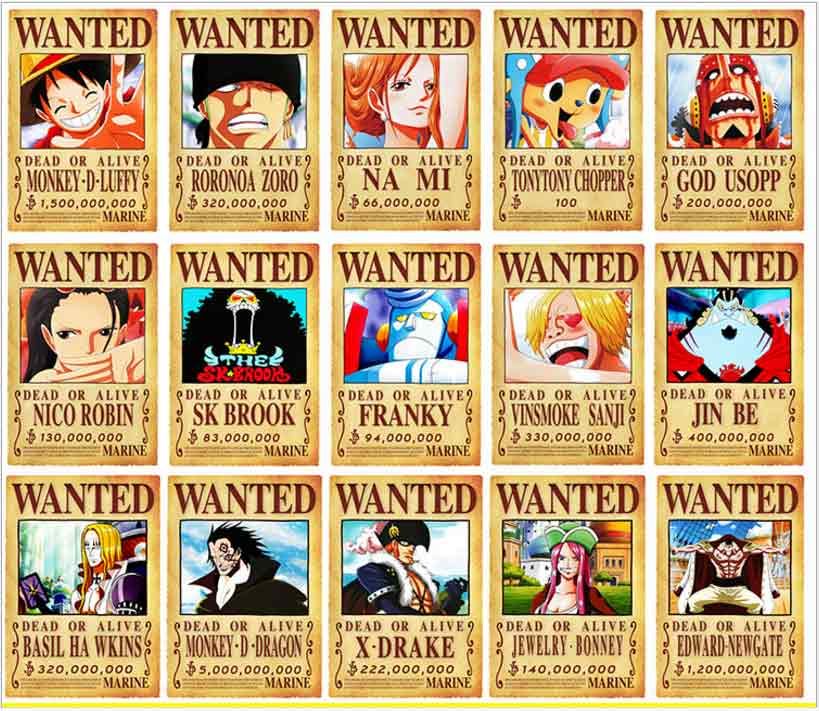 One Piece Voulait 1 Ensemble 66 Pieces Vintage Papier Anime Pinup Stickers Muraux Posters Luffy Voulait Papier Brun One Piece Environ 42 29cm Du 1 27 Dhgate