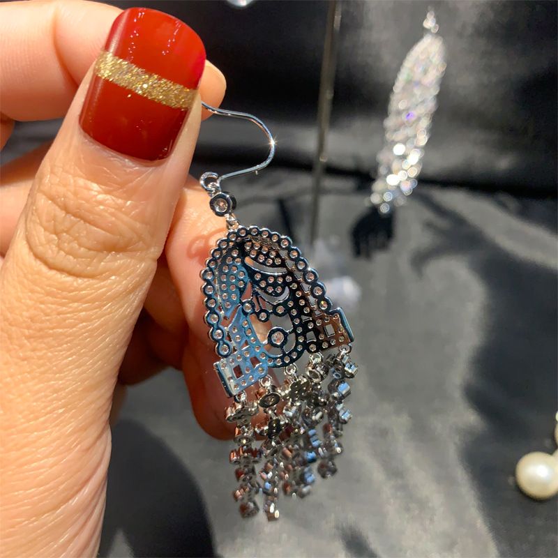 Fashion Femmes Clair Zircone Cubique Zircone Cubique Palais Fleur Dangle Boucles d/'oreilles Bijoux