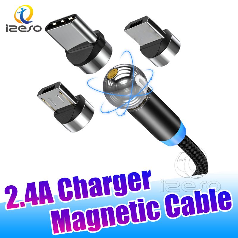 3FT USB Magnetic High Speed Charger Micro V8 Type C Cable LED Quick Charging Line for Samsung S20 S10 Plus Huawei Phone izeso