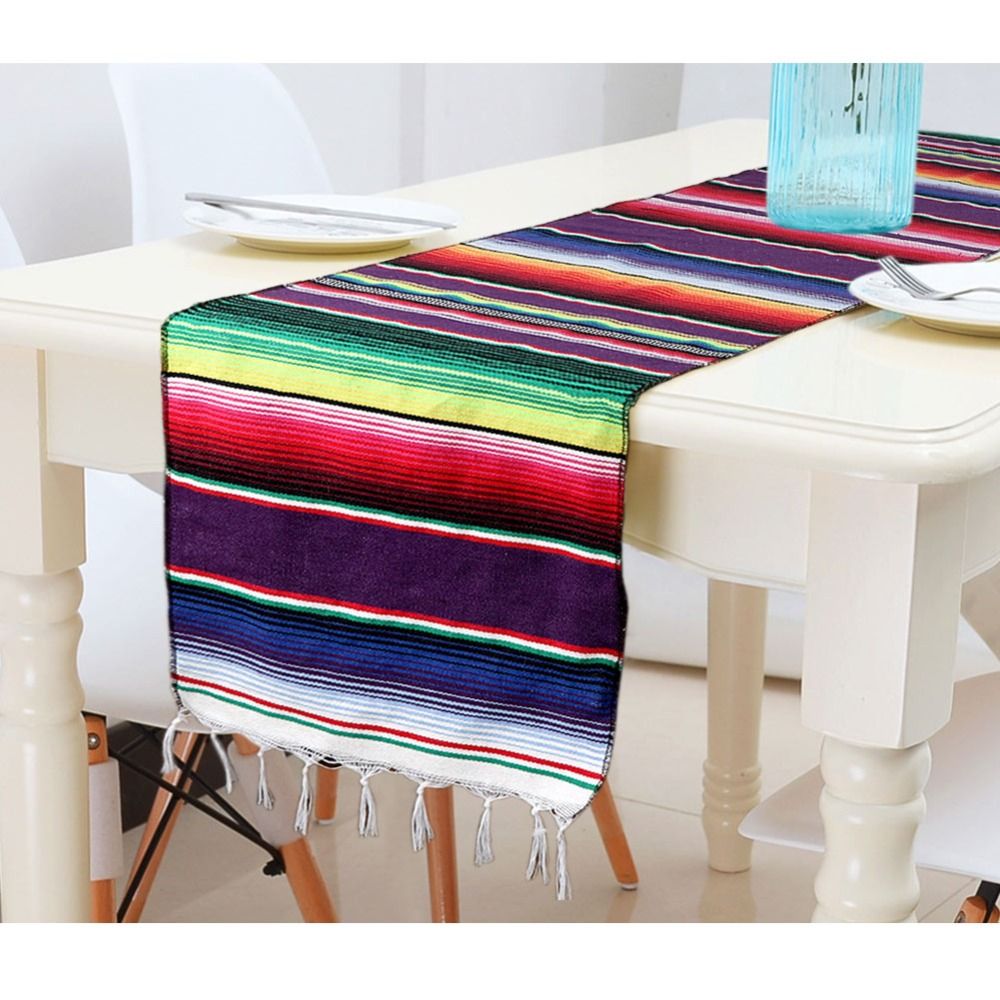 Woven Mexican Serape Table Runner Fiesta Themed Party Decoration