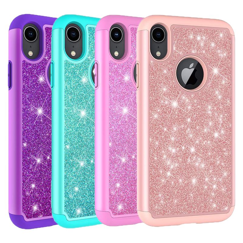 For IPhone Xr Case Luxury Bling Glitter Sparkle Case 2in1 Hybrid Dual