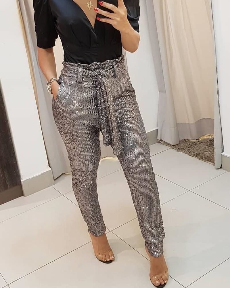 Compra Pantalones Para Mujer De Bling Del Diseñador Pantalones Flaca Delgada  Mujer De La Correa Rectos Pantalones Del Lápiz Sólido Color Más Tamaño Para  Mujer De Alta Streetwear De Primavera Y Verano
