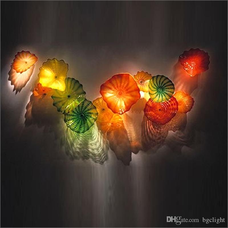 2020 Hand Blown Murano Glass Flower Plates For Wall Decoration