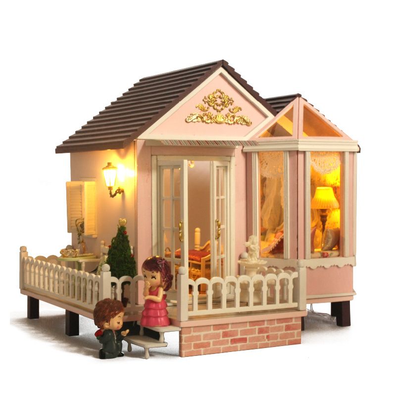 Diy Sweet House Model Wooden Dollhouse Furniture Kits With Lights