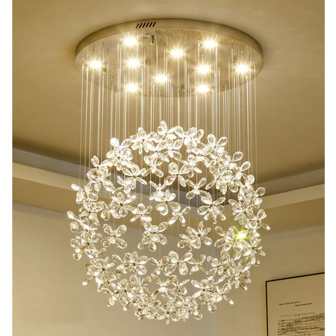 modern crystal flower chandelier elegant ceiling light led pendant lamp