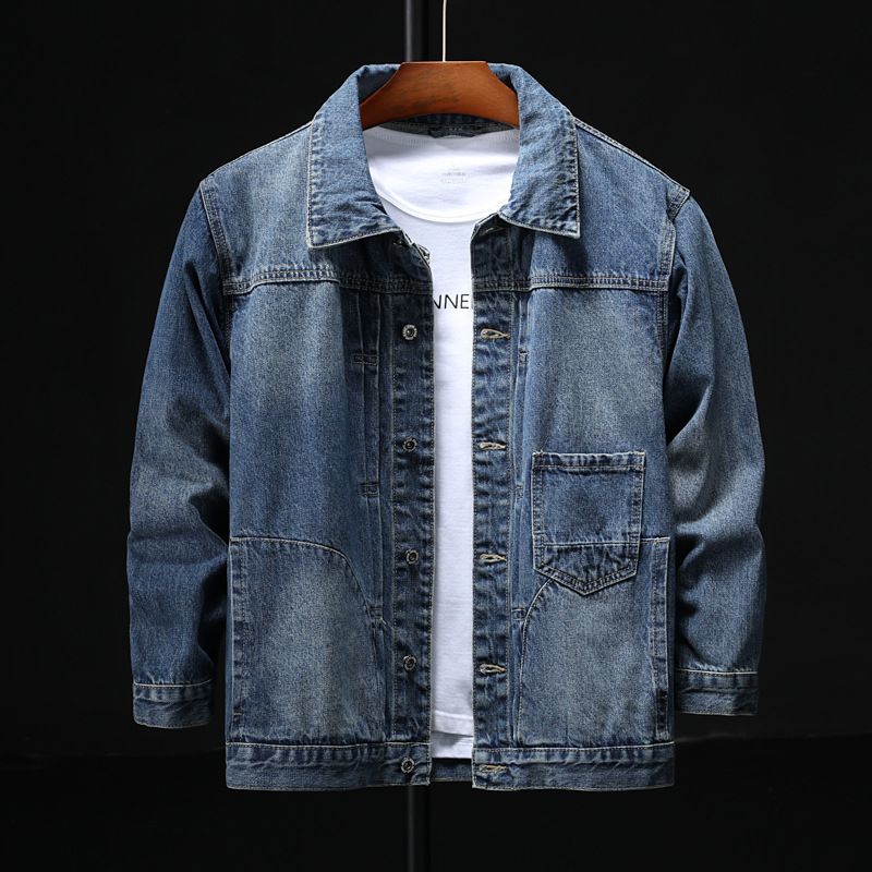 Japanese Style Loose Fit Denim Jacket Mens Europe And America