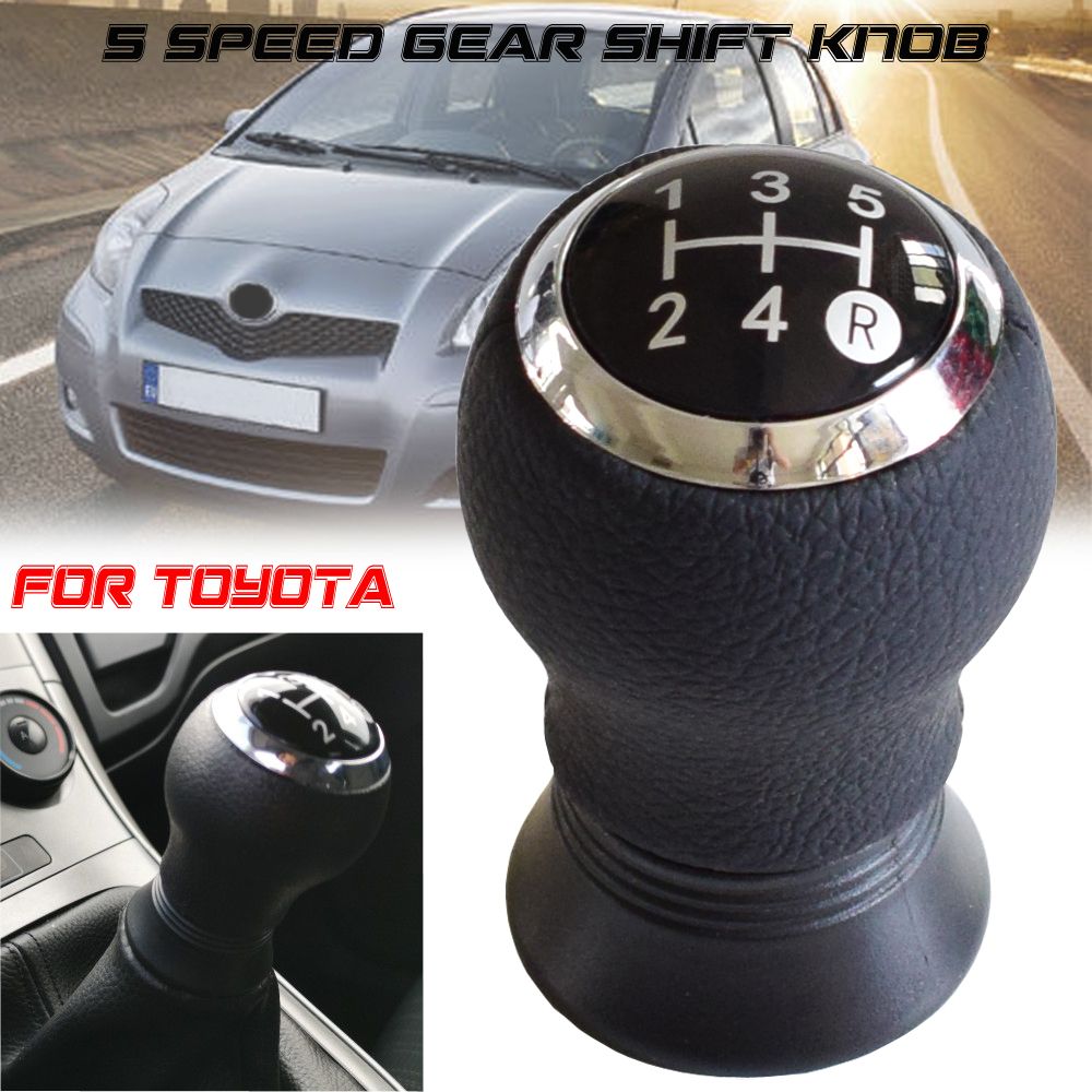 Manual Car 5 Speed Leather Gear Shift Knob Stick Shifter Lever Adapter Black